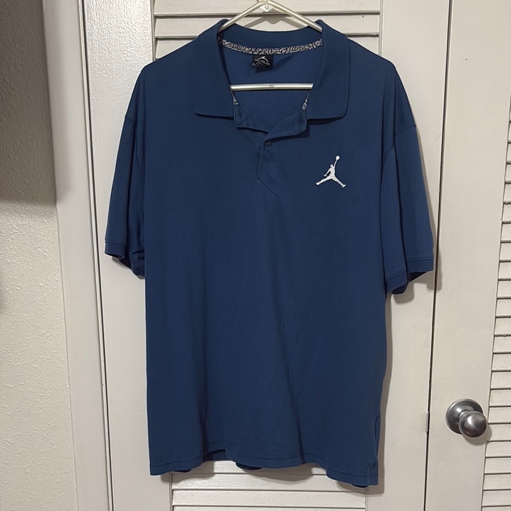 Jordan Blue Polo Shirt with Jumpman Logo